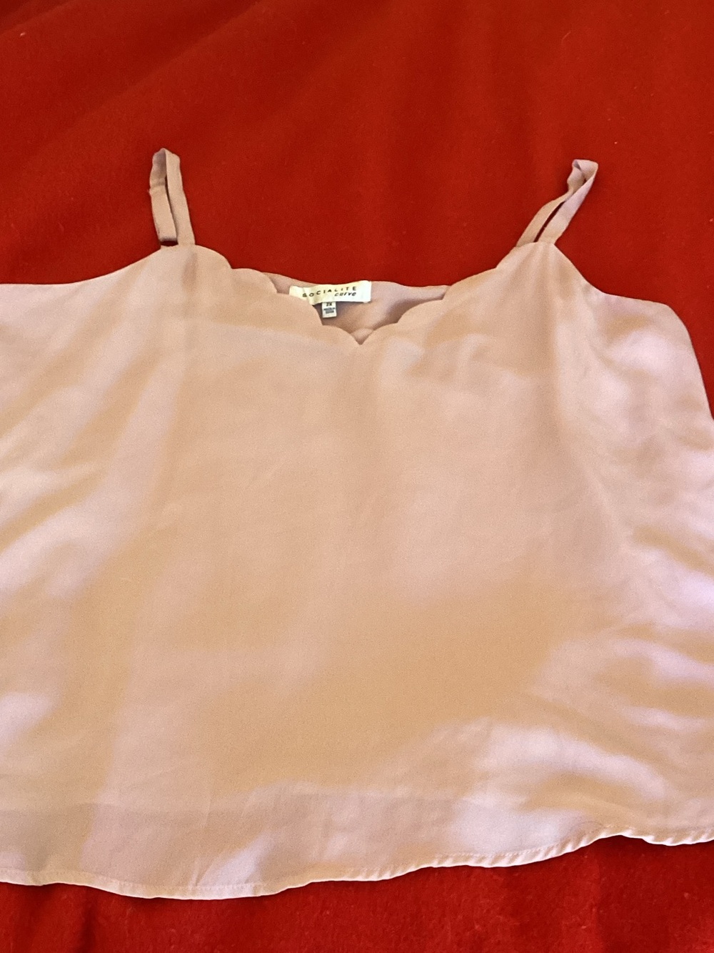 Socialite Curve Blush Pink Scalloped-Neck Cami